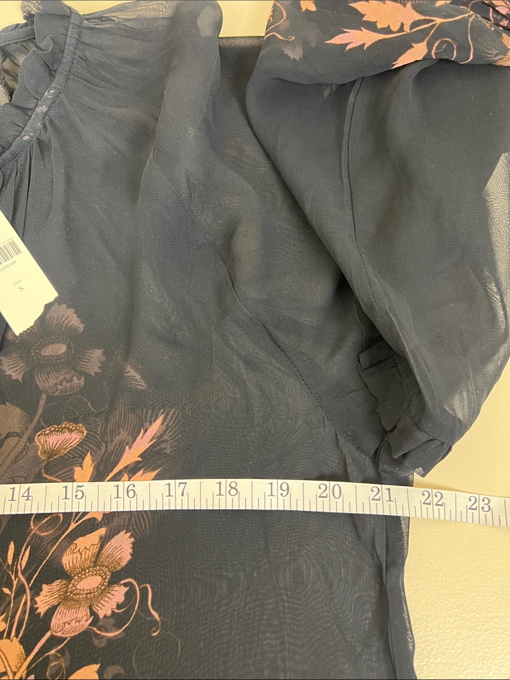 New Anthropologie Florence Balducci Pintuck Blouse Floral black motif Small - Picture 10 of 13